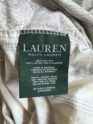 Lauren Ralph Lauren Queen Duvet and 2 Shams, Beige Paisley "Naomi" Reversible - Picture 6 of 13