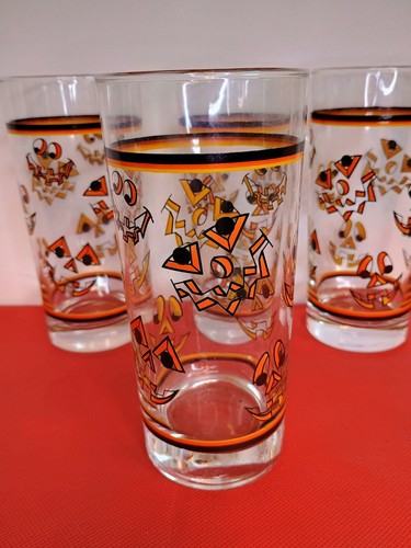 Vtg Lot Of 4 jack-o'-lantern Pumpkin Halloween Drinking Glasses - Picture 2 of 5