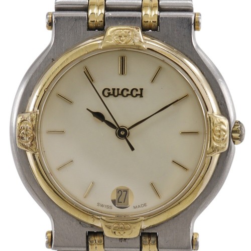 GUCCI Date Watches 9000M IvoryDial Stainless Steel/Plated Gold Quartz Anal...