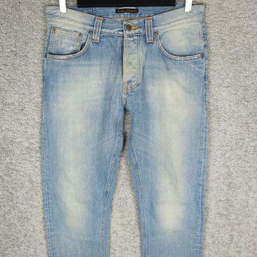 NUDIE JEANS HOMBRE INCLUSO STEVEN VERDE ONDA W32 L32 AZUL DENIM DESGASTADO RECTO - Imagen 4 de 8