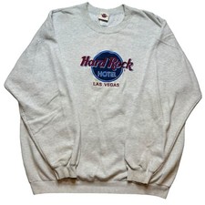 Vintage Hard Rock Cafe Sweatshirt Mens XL Las Vegas Embroidered Crewneck Gray