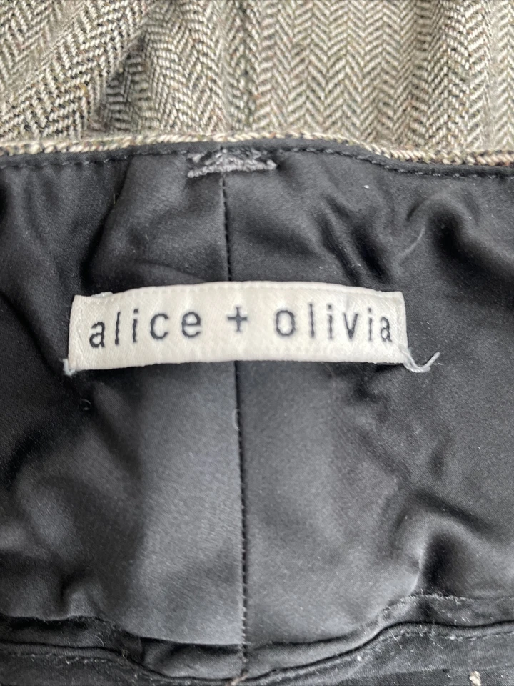Pantalones Alice + Olivia para mujer 2 espiga con puños mezcla de algodón lana cintura alta Foto 2 de 4