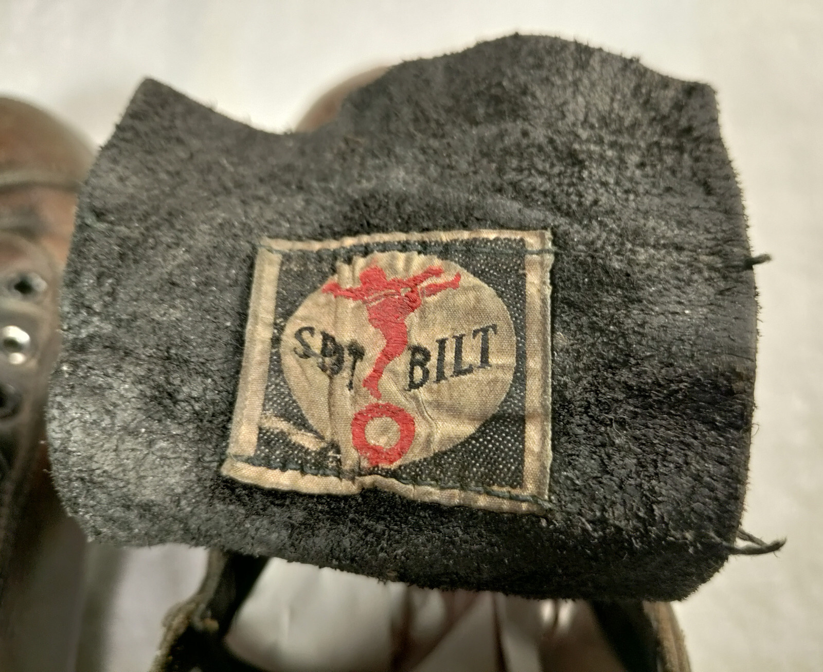 Vintage Spot Bilt Leather Hightop Football Shoes.  1940's