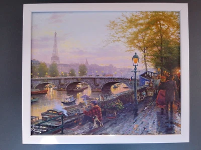Thomas Kinkade 'Paris, Eiffel Tower' print - Artist And His Dog FRAMED - Image 1 of 2