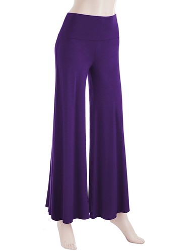 Women Palazzo Ladies Plain Leggings Flared Wide Leg Pants Baggy Trousers 8-22 - Picture 40 of 99