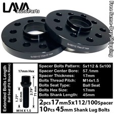 2pc 17mm Thick 5x112 5x100 57.1mm C.b Wheel Spacer 14x1.5 Bolt Fit Volkswagen 2pc 17mm Thick 5x112 5x100 57.1mm C.b Wheel Spacer 14x1.5 Bolt Fit Volkswagen