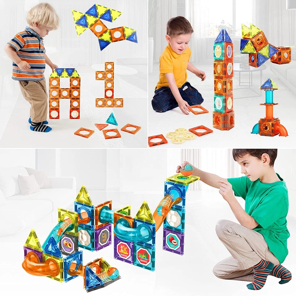 67PCS Magnetic Building Tiles Construction Blocks Puzzle 3D STEM Toys For Kids U - Image 4 of 4