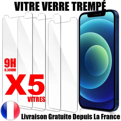 Vitre protection VERRE TREMPÉ film pour iPhone 14 Pro 6/7/8/X/XS/XR 11/12/13 - Photo 1/4