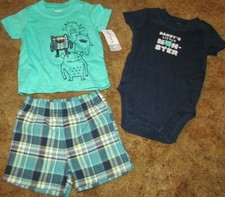 Boys Carter's NWT 3pc bodysuit, shirt, and short set size 6 months