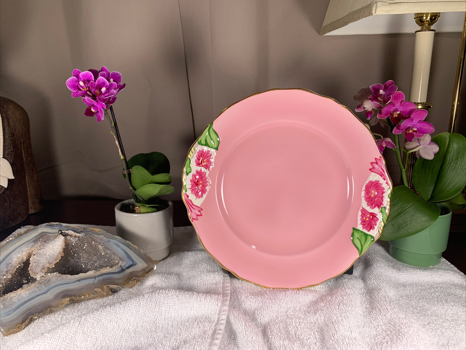 Vintage Royal Winton Grimwades England Pink PETUNIA 9” plate PRISTINE