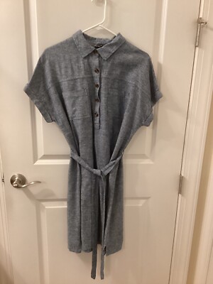 Womens Sonoma Denim Mid Length Button Front Short Sleeve Shirt Dress Size Large
