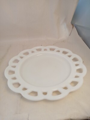 Vtg HAZEL ATLAS White MILK GLASS Lace Edge Dessert Salad Luncheon 8 ¼'' PLATE A40