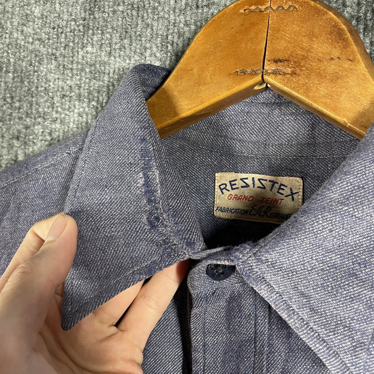 VINTAGE - ▪️40’s【RESISTEX】VINTAGE SHIRT VINTAGE 40s Resistex French Work Shirt WWII Indigo Pullover