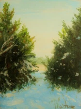 "Christmas Spirit"  Original Small Landscape Painting Impressionism 