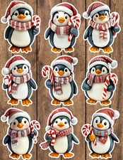 Christmas Penguin Die Cut Vinyl Stickers Set Scrapbooking Laptop Waterbottle