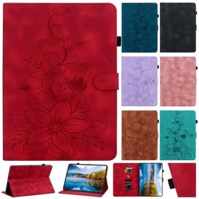 Leather Flower Tablet Phone Case For Samsung Tab A7 A8 A9 S6 S7 S8 S9FE Plus S10
