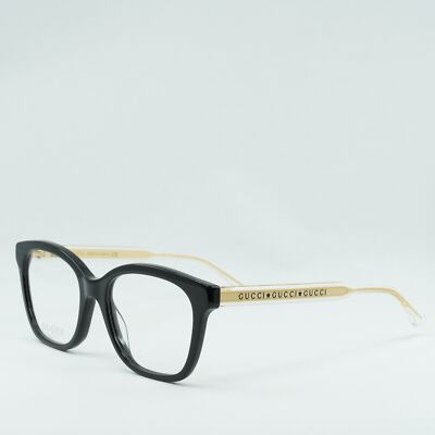 NEW GUCCI SQUARE EYEGLASSES GUCCI GG0566ON 001 BLACK CLEAR EYEWEAR Gucci GG0566ON 001 Shiny Black Eyeglasses | SmartBuyGlasses US main image 2