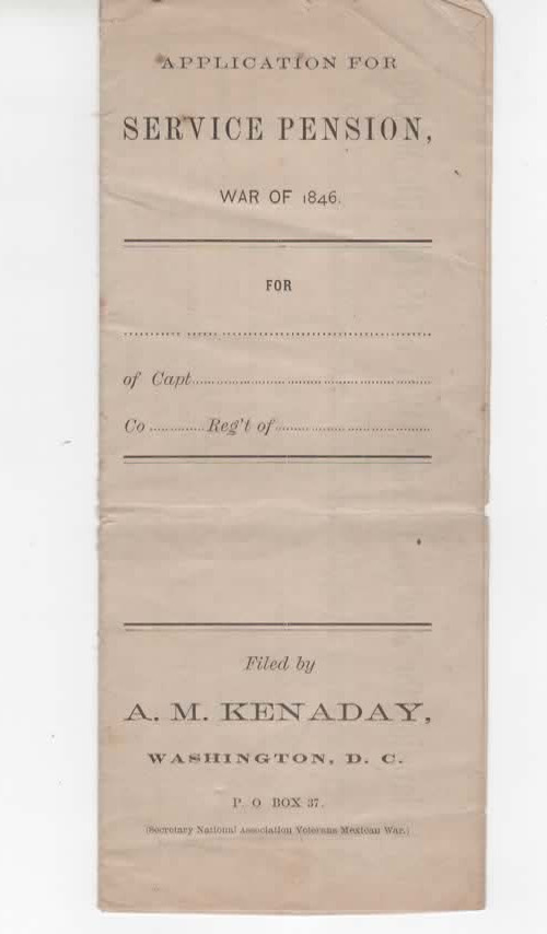 Mexican War Pension Application   11th U.S. Infantry Regiment vet   1880s