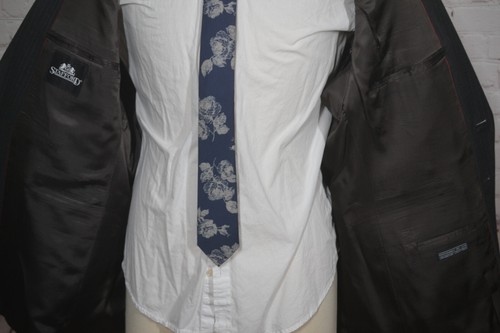 Stafford Mens Gray Wool Pinstripe Flat Front 2pc Suit 48R Jacket 41x27 Pant - Picture 7 of 12