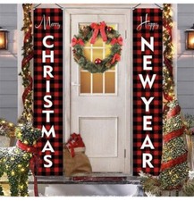 Christmas Decorations Outdoor/indoor Merry Christmas door banner red buffalo