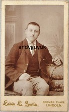 CDV SMART YOUNG GENTLEMAN BY CALEB SMITH LINCOLN ANTIQUE PHOTO FASHION HANDSOME