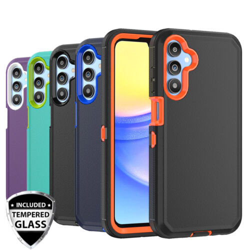 For Samsung Galaxy A15 5G Case Shockproof Heavy Duty Rugged +2*Screen Protector