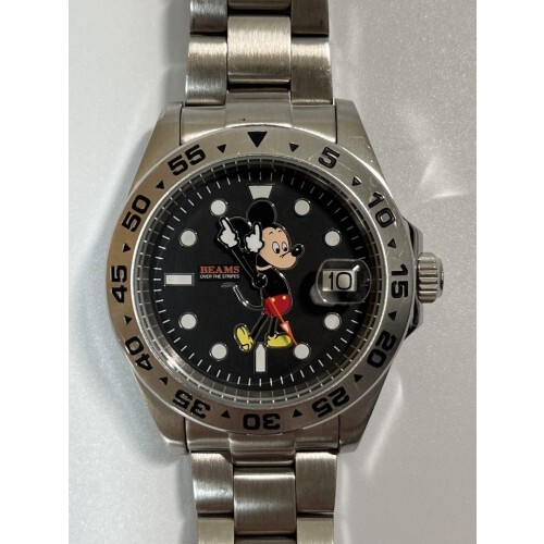 BEAMS x Over the Stripes x Disney Mickey Mouse Diver Watch Men