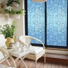 1PC Stained Window Privacy Film Static Cling Flower Pattern Glass Sticker Modern