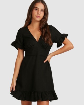 kara black mini dress Kara Cotton Mock Neck Ruched Mini Dress Dark Heather Gray / XL