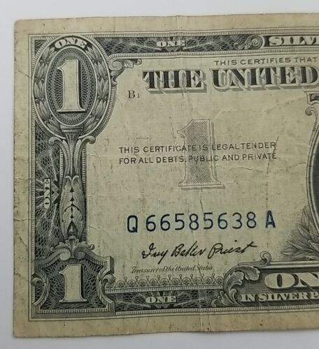 3 Note Lot $1 (1957 Silver Cert) $2 (1953A Red Seal) $5 (1953A Silver Cert) #801 - Picture 3 of 20
