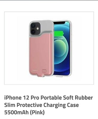 Iphone 12 and 12 Pro Slim Battery Charging Case 5500mAh MFI Certified