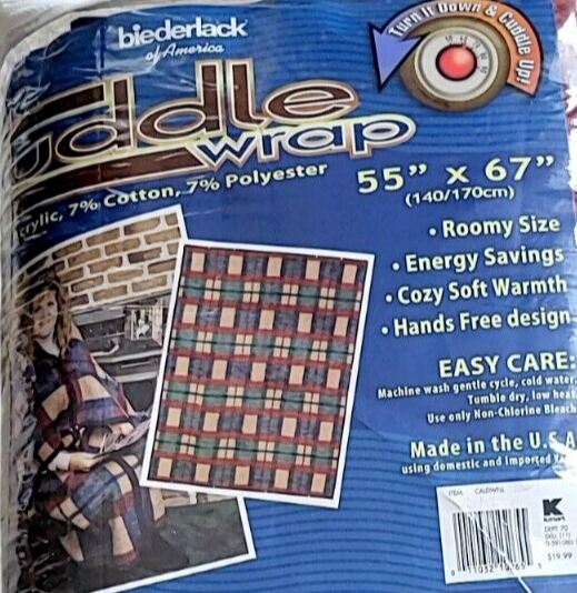 VTG New Biederlack Cuddle Wrap Blanket Throw Fleece Caldwell Plaid USA 55"x67" eBay