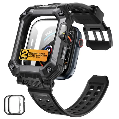 i-Blason Strap Band for Apple Watch 10 46mm Case Built-in Tempered Glass Cover