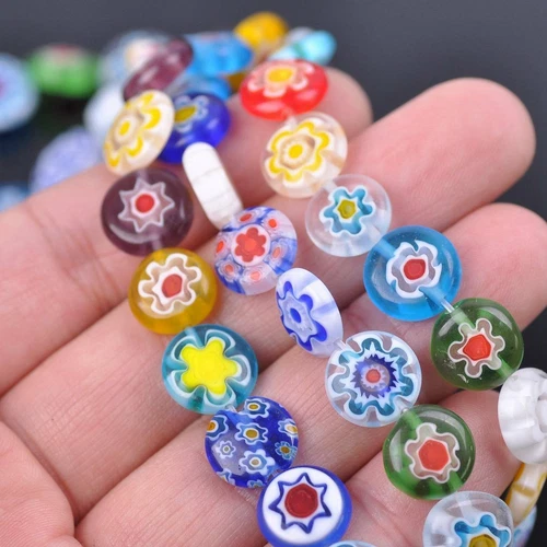 Millefiori Lampwork Glass Loose Spacer Beads Charms Findings Random Mixed Colors - Picture 15 of 73