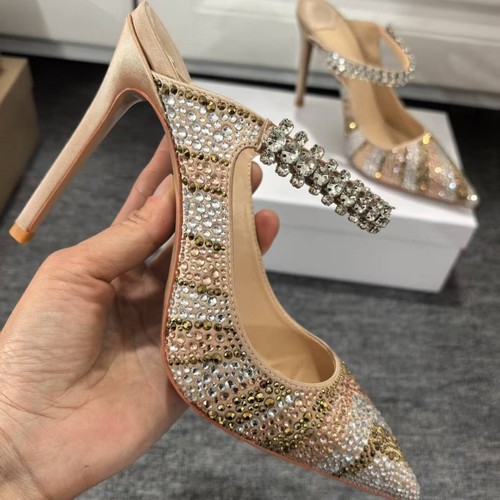 Damen-Sandale spitz zulaufend Strass hoher Stilettoabsatz Slipper sexy Party Damen