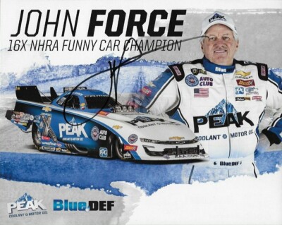 SIGNED 2019 JOHN FORCE ''PEAK BLUE DEF CAMARO'' FUNNY CAR NHRA HANDOUT/POSTCARD 