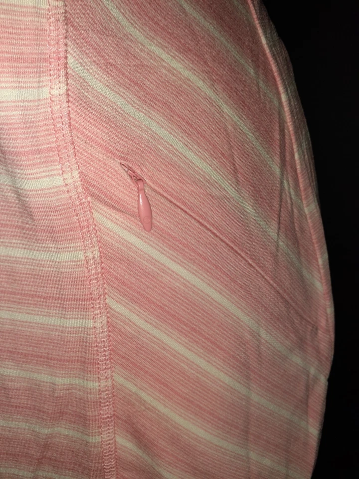 TALBOTS Plus Size 1X Sheath Dress Pink White Stripes Cap Sleeve French Terry - Image 3 of 4