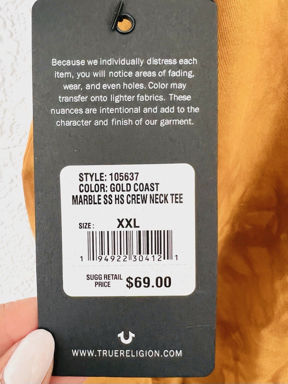 NWT True Religion Men's Gold Coast MARBLE SS HS Graphic CREW NECK T Size XXL