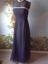 Evening Women's Blue Spaghetti Strap Chiffon Long Maxi Dress Size 9-10