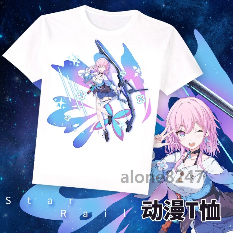三月七 Honkai: Star Rail game Anime T-shirt Short Sleeve Unisex 