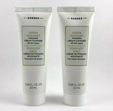 KORRES Greek Yoghurt Foaming Cream Cleanser Travel Mini .68oz 20ml Each 2X LOT