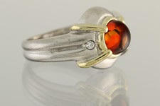 Glittering Cognac Color Genuine BALTIC AMBER Silver Ring 7.25 180703-23