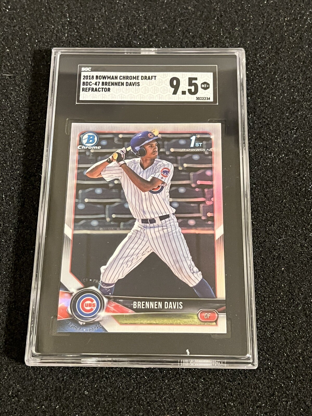Brennen Davis 2018 Bowman Chrome Draft Refractor SGC 9.5 Cubs 1st Prospect