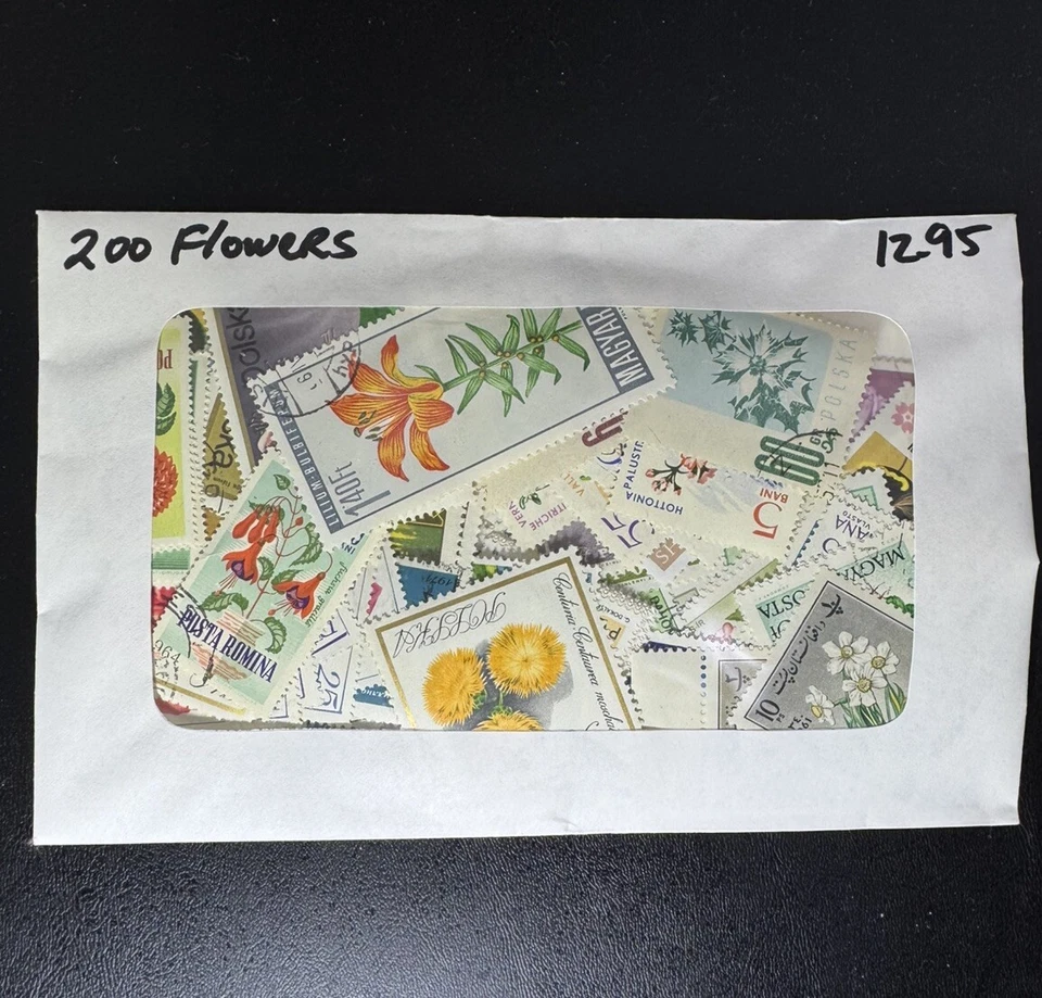 200 Premium World Assortment Used Stamp Collection Featuring Flowers - Image 2 of 3