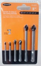 6 PC DRILL BIT SET KIT FOR DRILLING GLASS TILE CERAMIC PLASTIC PLEXIGLASS