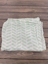 Cotton Muslin Green White Chevron Swaddle Blanket By Cloud Island