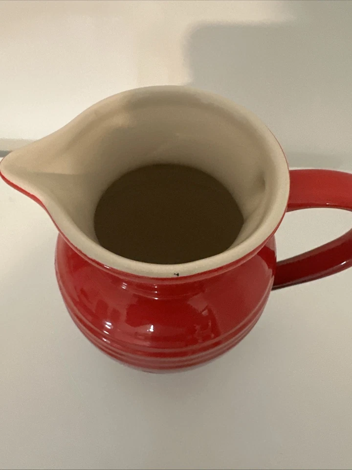 Le Creuset Stoneware Red Ombre Ceramic Pitcher Creamer 5.5" - Image 2 of 4