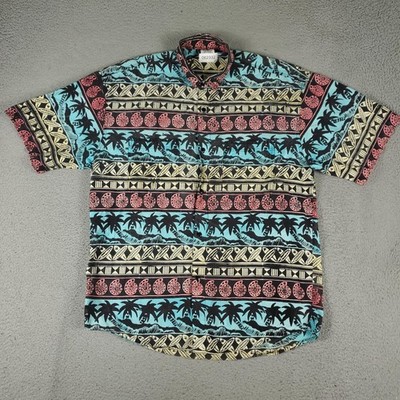 Vintage Rum Reggae Shirt Mens XL Tribal Hawaiian Button Up Vintage Style 00s