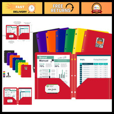 Heavyweight Poly 2-Pocket Portfolio Folder, 3-Hole Punch, Assorted Colors