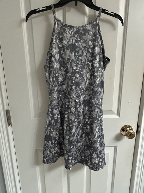 Girls Abercrombie Kids Gray/White Design Dress With Built-In Shorts-Size 13-14